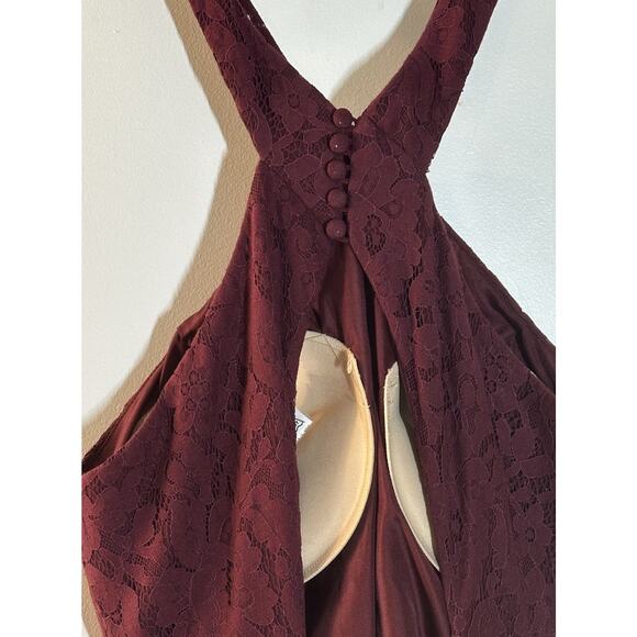 Christina Wu Celebration 22820 Mahogany Lace Bodice Chiffon Gown Size 12 Formal - Picture 5 of 9